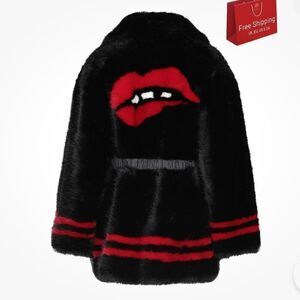 ERMANNO SCERVINO NEW Limited Rare Faux Fur Black short coat